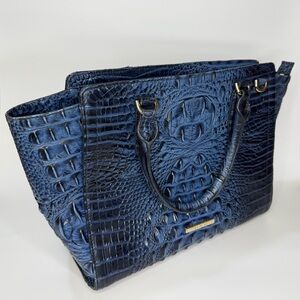 Brahmin Aubree Satchel Bluebonnet Shoulder Handbag Blue Alligator Stylish Rare